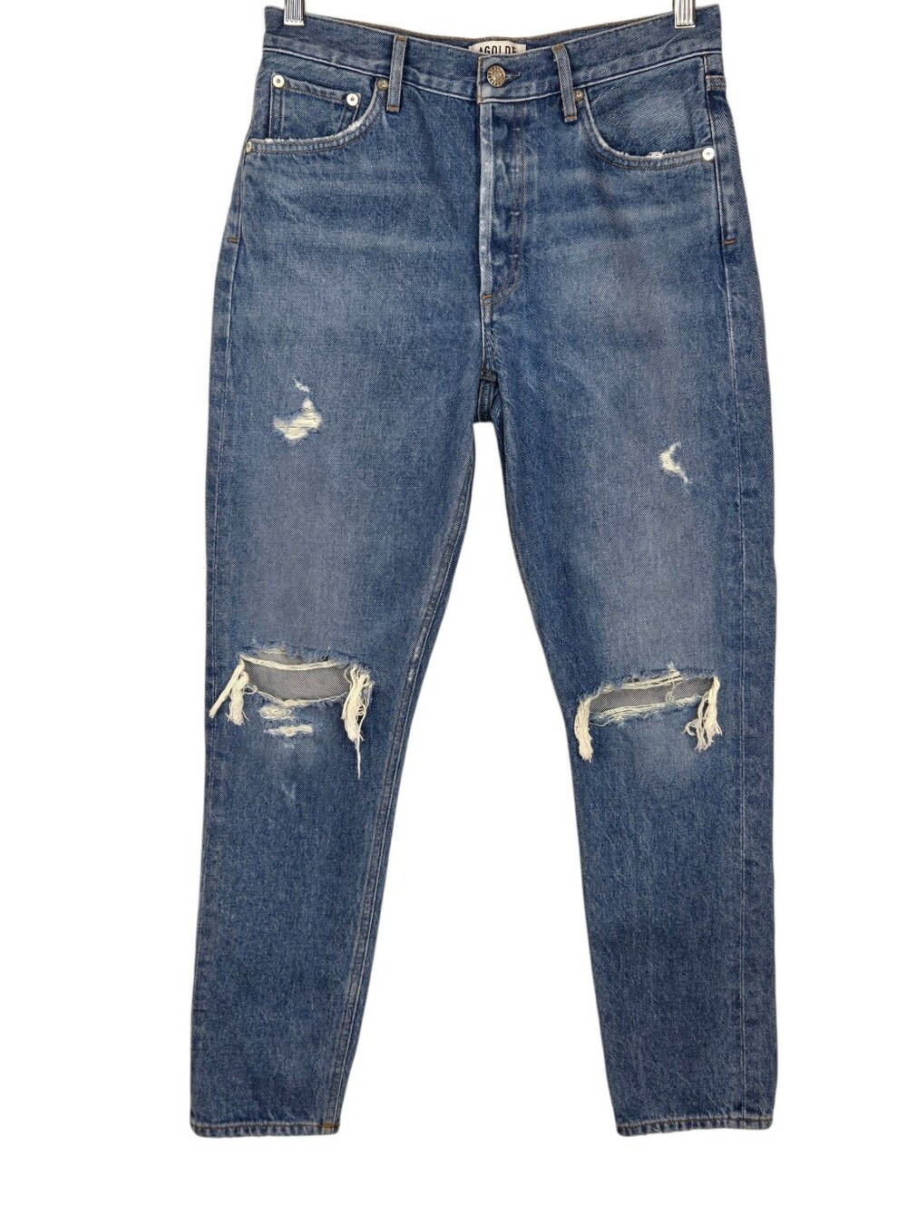 Agolde 90's Pinch Waist High Rise Staight Leg Jean Distressed Rigid Denim 27